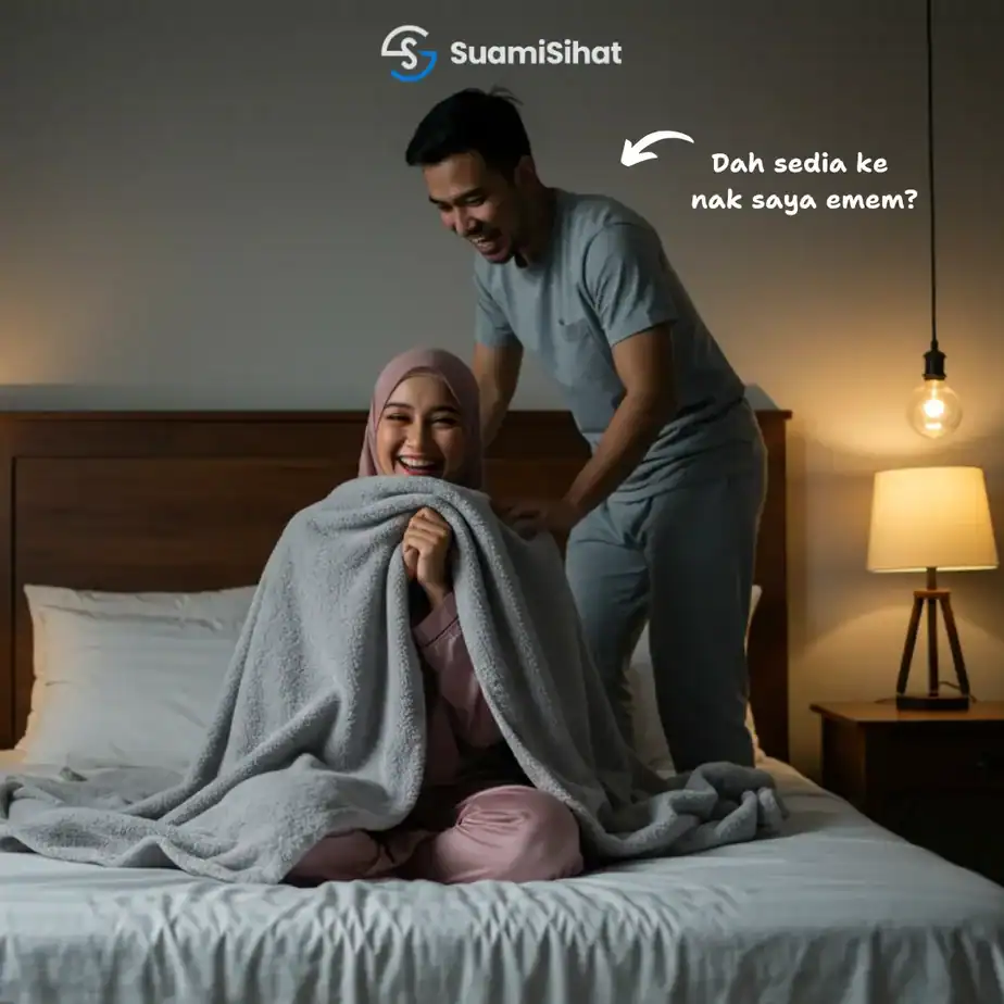 Suami dah tak sabar nak terkam isteri malam pertama