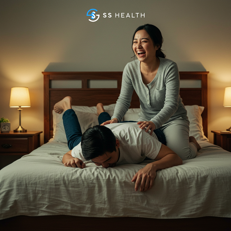 isteri gembira dapat puaskan suami dengan pegang punggung suami