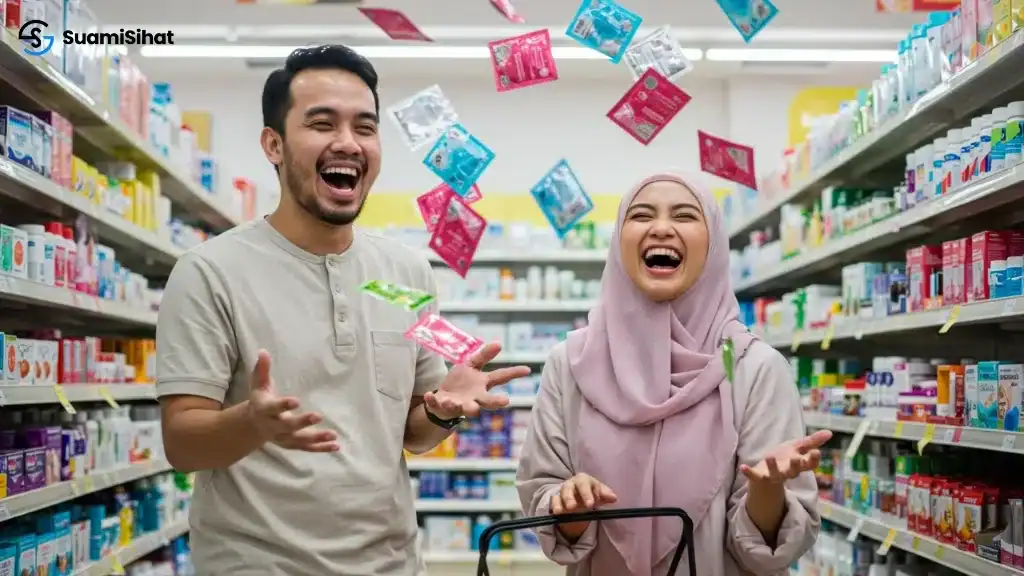 Suami -isteri -seronok -mencari-suplemen-lelaki-tahan-lama- di -farmasi