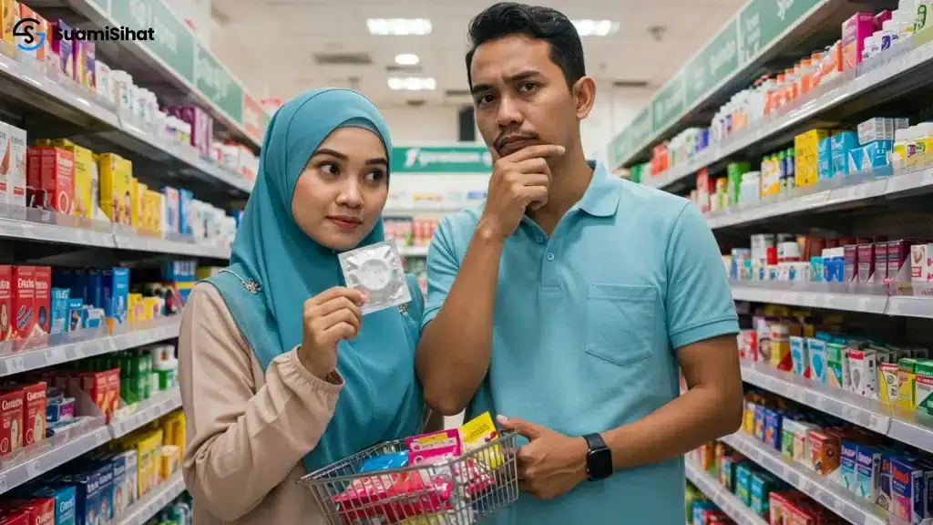 Isteri- memilih -kondom- yang -sesuai -untuk - dicuba -ketika -berhubungan -intim