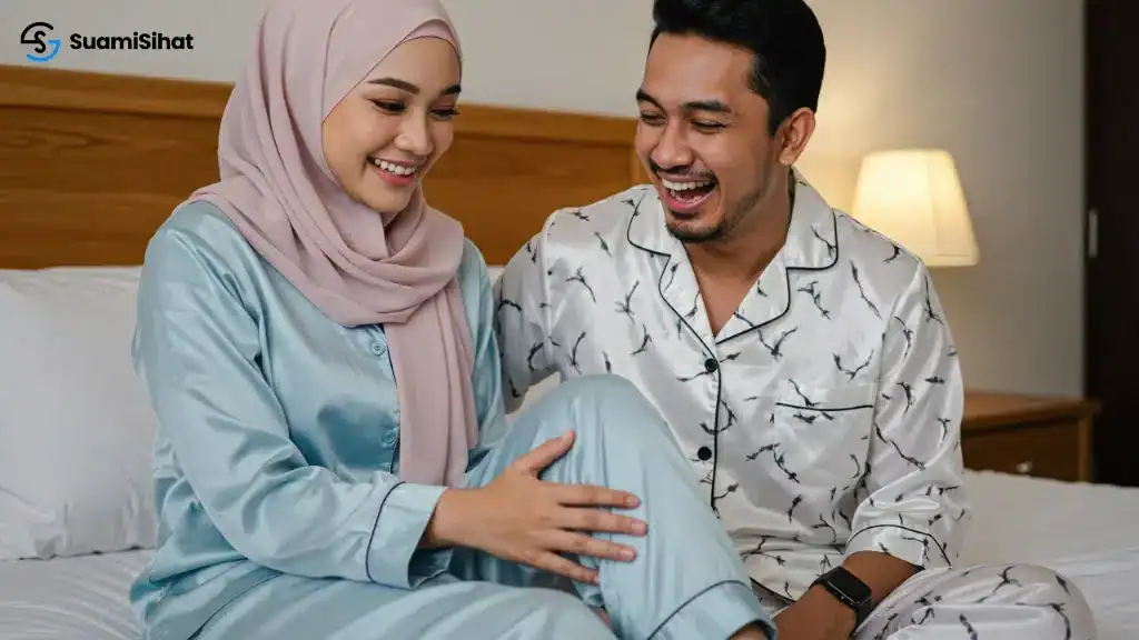 Isteri- ghairah -suami -usap- dan- cium -peha -masa -bersama