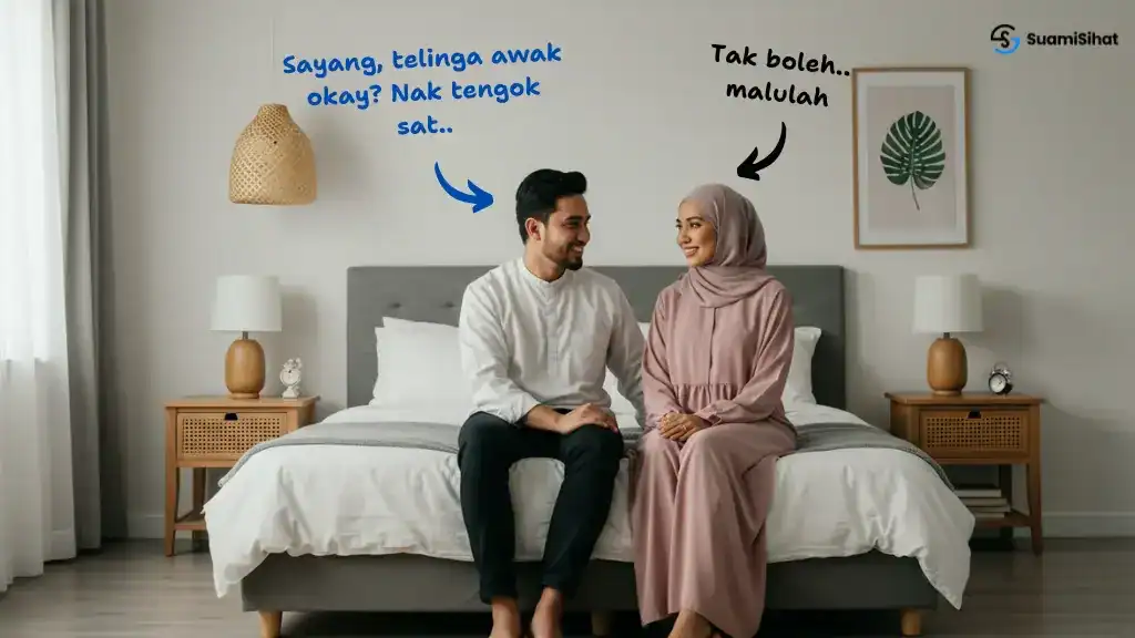 Pasanngan-suami-isteri-duduk-sambil-bercakap-berkaitan-titik-rangsang-isteri