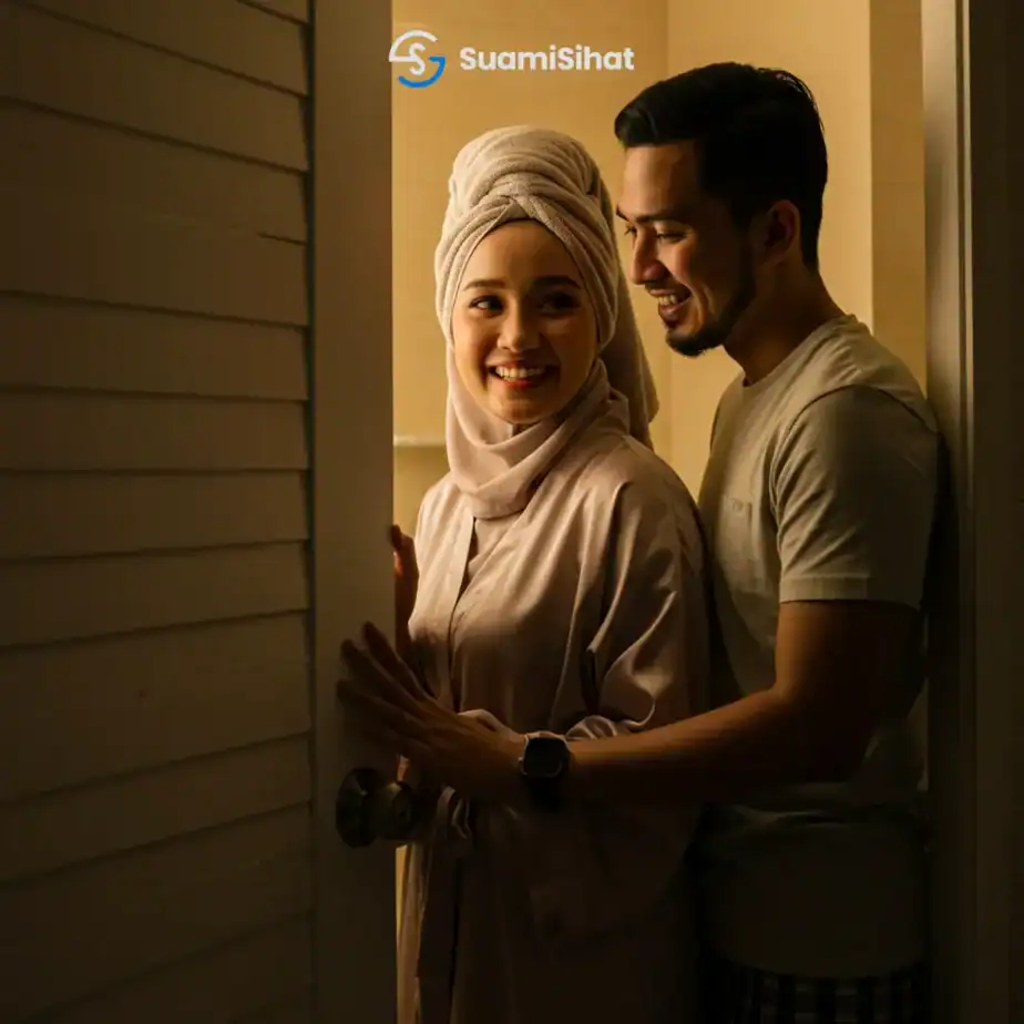 Suami-isteri-bersedia-untuk-mandi-bersama-intim-di-malam-jumaat