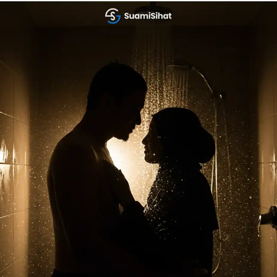 Suami-isteri-mandi-bersama-dalam-suasana-yang-romantik-intim-di-malam-jumaat