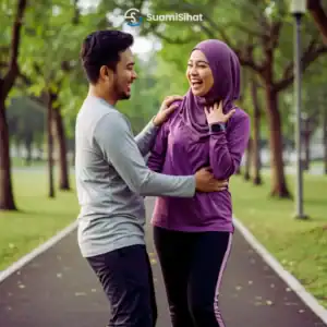 Suami-isteri-bermesraan-sambil-melakukan-riadah-di-taman-rekreasi