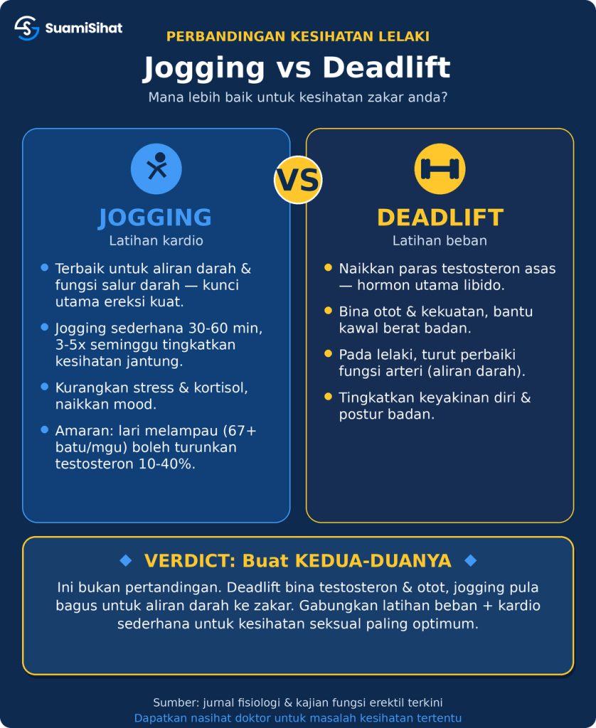 jogging vs deadlift : mana bagus untuk kesihatan zakar?